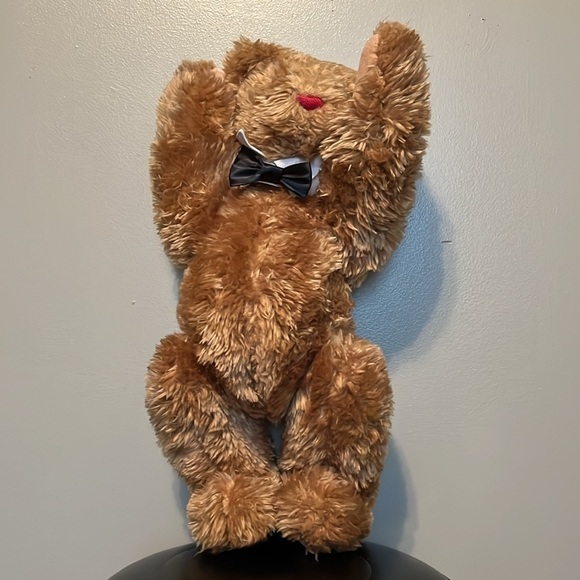 Vermont Teddy Bear Company, 15” Classic Bow Tie Bear, brown fur, fully jointed - Picture 7 of 7